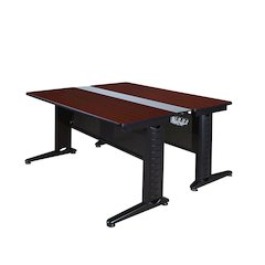 66 x 58 in. 2 Person Bench Workstation Desk- Mahogany