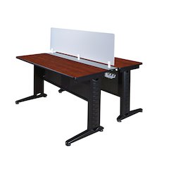 48 x 24 in. 2 Person Bench Workstation with Privacy Panel- Cherry
