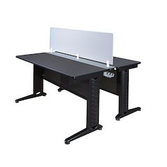 48 x 24 in. 2 Person Bench Workstation with Privacy Panel- Grey