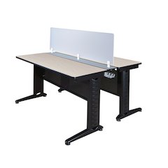 48 x 24 in. 2 Person Bench Workstation with Privacy Panel- Maple