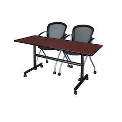 60 x 30 in. Flip-Top Training Nesting Table- Mahogany, 2 Cadence Nesting Chairs