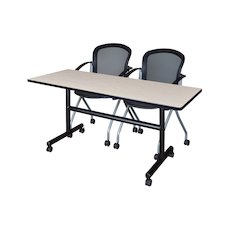 60 x 30 in. Flip-Top Training Nesting Table- Maple, 2 Cadence Nesting Chairs