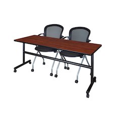 72 x 24 in. Flip-Top Training Nesting Table- Cherry, 2 Cadence Nesting Chairs