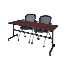 72 x 24 in. Flip-Top Training Nesting Table- Mahogany, 2 Cadence Nesting Chairs