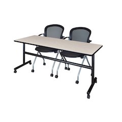72 x 24 in. Flip-Top Training Nesting Table- Maple, 2 Cadence Nesting Chairs