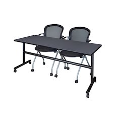 72 x 30 in. Flip-Top Training Nesting Table- Grey, 2 Cadence Nesting Chairs