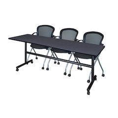 84 x 24 in. Flip-Top Training Nesting Table- Grey, 2 Cadence Nesting Chairs