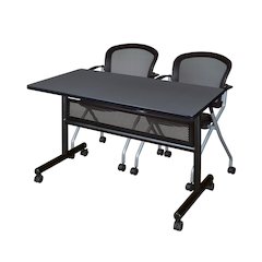 48 x 24 in. Flip-Top Privacy Nesting Table- Grey, 2 Cadence Nesting Chairs