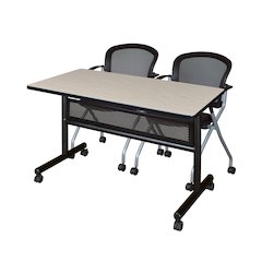 48 x 24 in. Flip-Top Privacy Nesting Table- Maple, 2 Cadence Nesting Chairs
