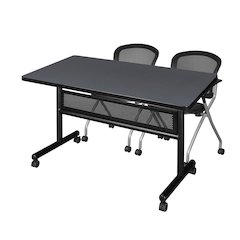 48 x 30 in. Flip-Top Privacy Nesting Table- Grey, 2 Cadence Nesting Chairs