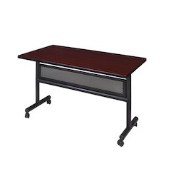 48 x 30 in. Flip-Top Training Nesting Table with Modesty Panel- Mahogany