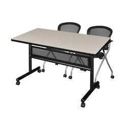 48 x 30 in. Flip-Top Privacy Nesting Table- Maple, 2 Cadence Nesting Chairs