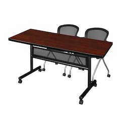 60 x 30 in. Flip-Top Privacy Nesting Table- Cherry, 2 Cadence Nesting Chairs