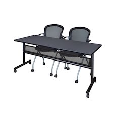 72 x 24 in. Flip-Top Privacy Nesting Table- Grey, 2 Cadence Nesting Chairs