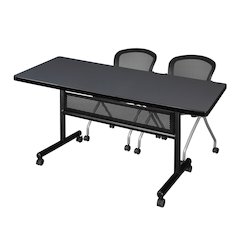 72 x 30 in. Flip-Top Privacy Nesting Table- Grey, 2 Cadence Nesting Chairs