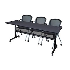84 x 24 in. Flip-Top Privacy Nesting Table- Grey, 2 Cadence Nesting Chairs