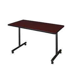 42 x 24 in. Mobile T-Base Training Seminar Table- Mahogany