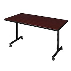 48 x 30 in. Mobile T-Base Training Seminar Table- Mahogany