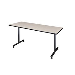 60 x 24 in. Mobile T-Base Training Seminar Table- Maple