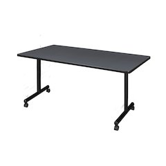 60 x 30 in. Mobile T-Base Training Seminar Table- Grey