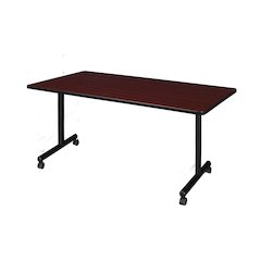 60 x 30 in. Mobile T-Base Training Seminar Table- Mahogany