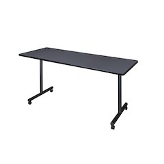 66 x 24 in. Mobile T-Base Training Seminar Table- Grey