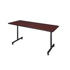 66 x 24 in. Mobile T-Base Training Seminar Table- Mahogany