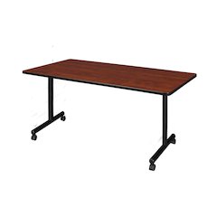 66 x 30 in. Mobile T-Base Training Seminar Table- Cherry