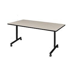 66 x 30 in. Mobile T-Base Training Seminar Table- Maple