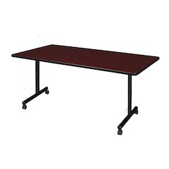 72 x 30 in. Mobile T-Base Training Seminar Table- Mahogany