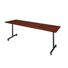 84 x 24 in. Mobile T-Base Training Seminar Table- Cherry