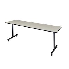 84 x 24 in. Mobile T-Base Training Seminar Table- Maple
