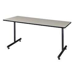 60 x 30 in. Steel T-Base Training Seminar Table- Maple