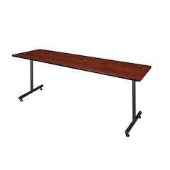 84 x 24 in. Steel T-Base Training Seminar Table- Cherry