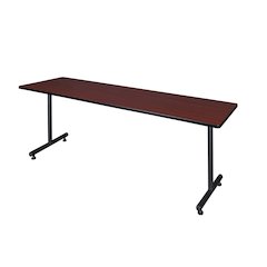 84 x 24 in. Steel T-Base Training Seminar Table- Mahogany