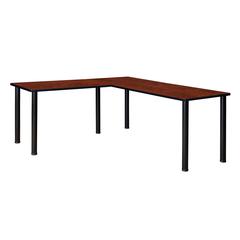 Kee 66" L-Desk with 42" Return, Cherry/Black