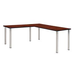Kee 66" L-Desk with 42" Return, Cherry/Chrome