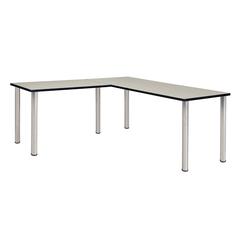 Kee 66" L-Desk with 42" Return, Maple/Chrome