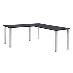 Kee 72" L-Desk with 42" Return, Grey/Chrome