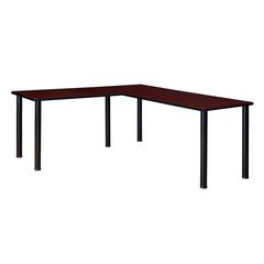 Kee 72" L-Desk with 42" Return, Mahogany/Black