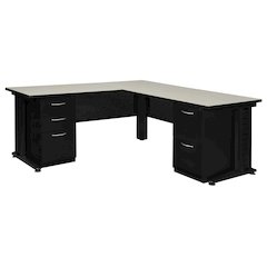 72 x 72 in. L Shaped Desk with Double Pedestal Drawer Unit- Maple