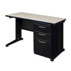 48 x 24 Teachers Desk with Single Pedestal Drawer Unit- Maple