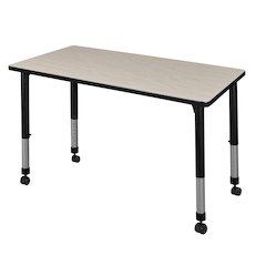 48 x 30 in. Height Adjustable Mobile Classroom Activity Table- Maple