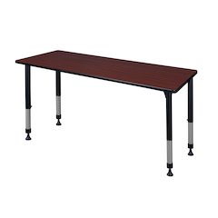 60 x 24 in. Height Adjustable Classroom Activity Table- Mahogany