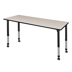 60 x 24 in. Height Adjustable Mobile  Classroom Activity Table- Maple