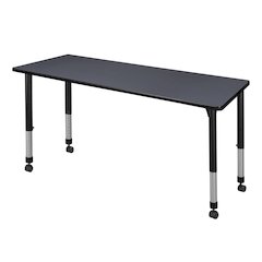 60 x 30 in. Height Adjustable Mobile Classroom Activity Table- Grey