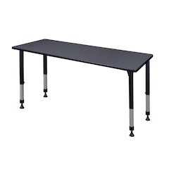72 x 24 in. Height Adjustable Classroom Activity Table- Grey