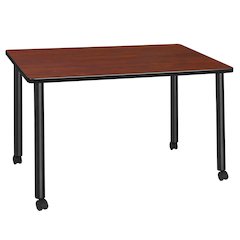 48 x 24 in. Mobile Training Seminar Table- Cherry Top, Black Legs