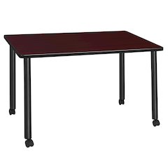 48 x 24 in. Mobile Training Seminar Table- Mahogany Top, Black Legs