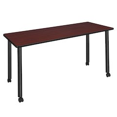 66 x 24 in. Mobile Training Seminar Table- Mahogany Top, Black Legs